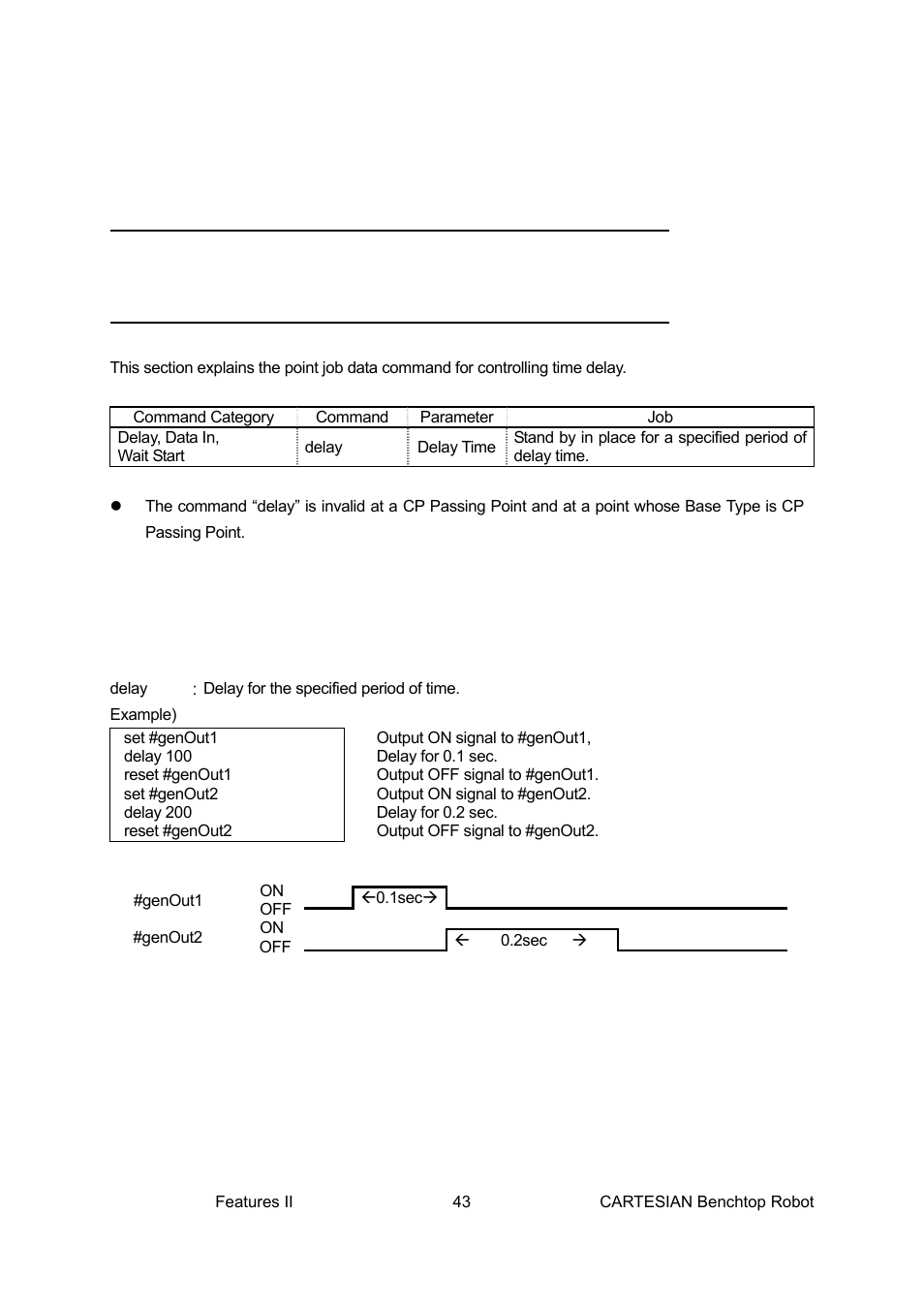 Delay, data in, wait start, Time delay: delay | Loctite CARTESIAN 400 User Manual | Page 61 / 106