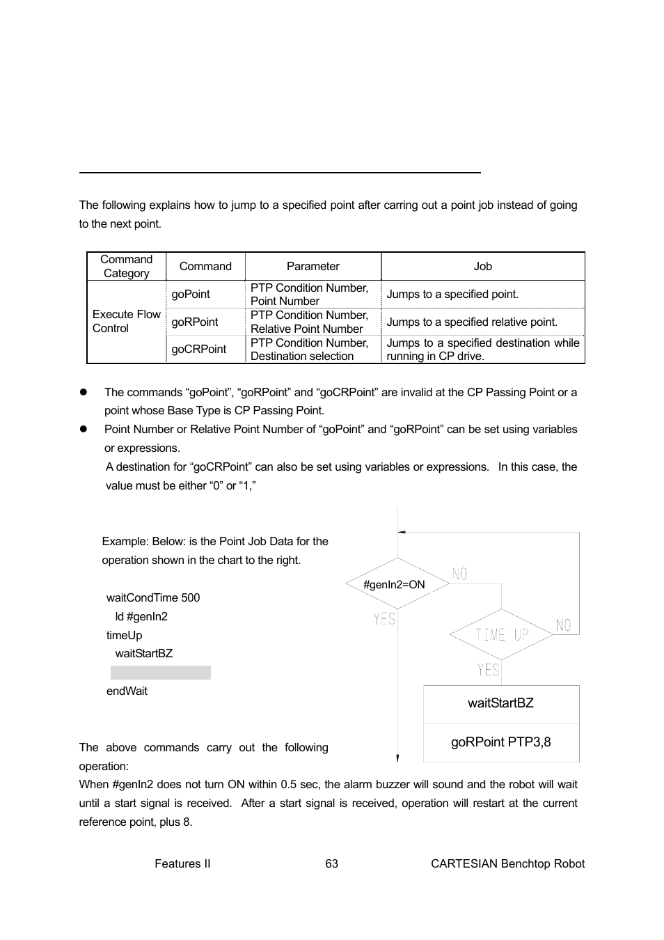 Jumping to a specified point, Gopoint, gorpoint, gocrpoint | Loctite CARTESIAN 400 User Manual | Page 81 / 106