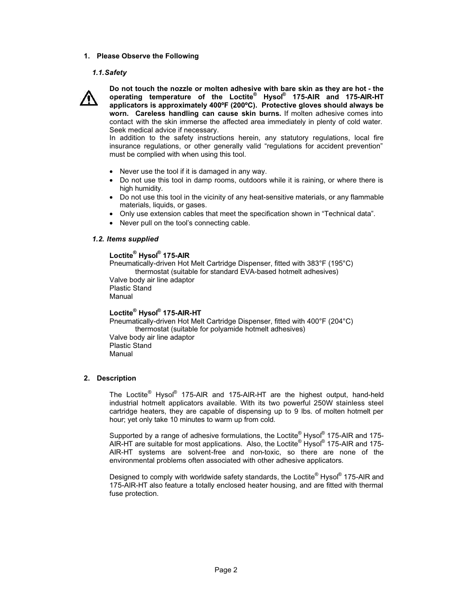 Loctite HYSOL P/N 98036 User Manual | Page 3 / 12