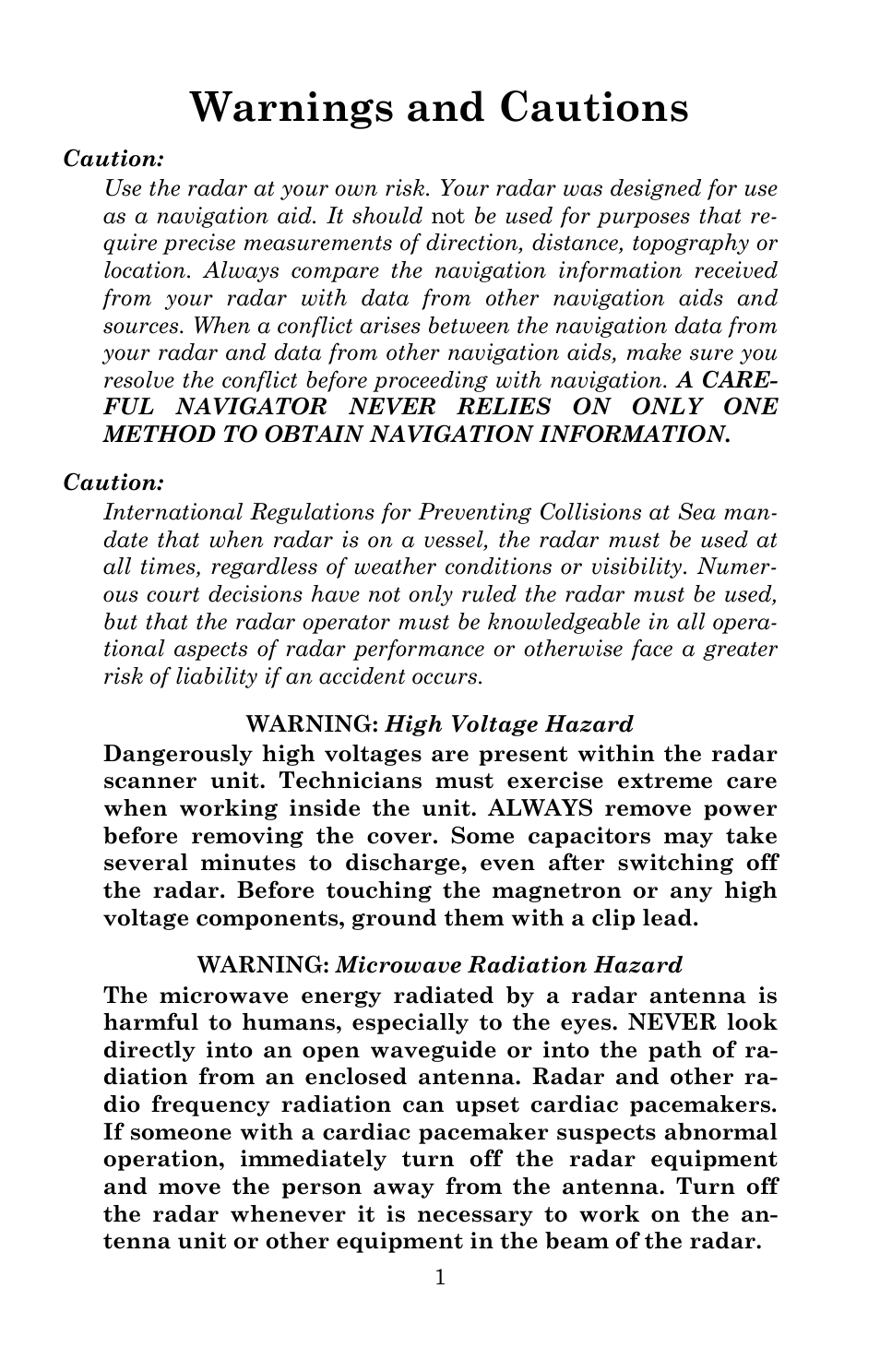 Warnings and cautions | Lowrance electronic RIM 300 User Manual | Page 3 / 12