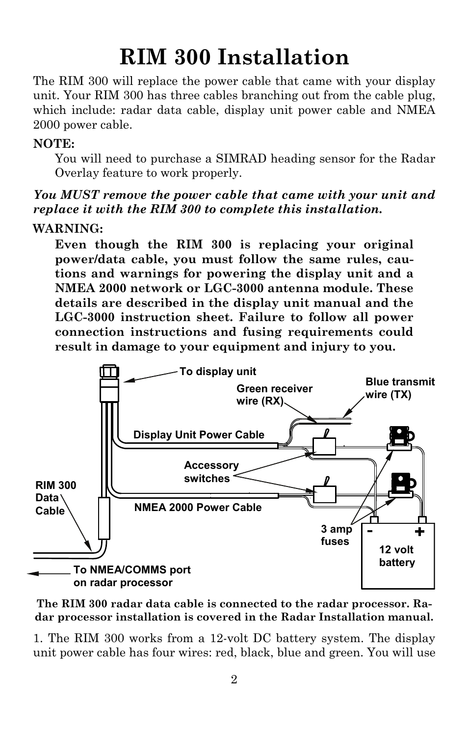 Rim 300 installation | Lowrance electronic RIM 300 User Manual | Page 4 / 12