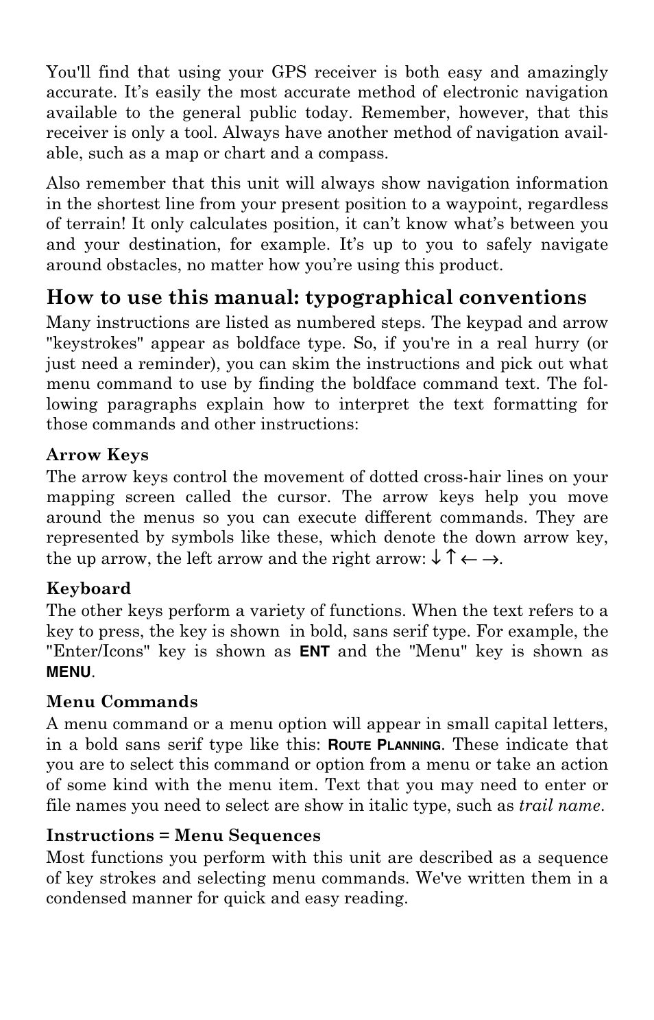 How to use this manual: typographical conventions | Lowrance electronic 3200 User Manual | Page 14 / 128