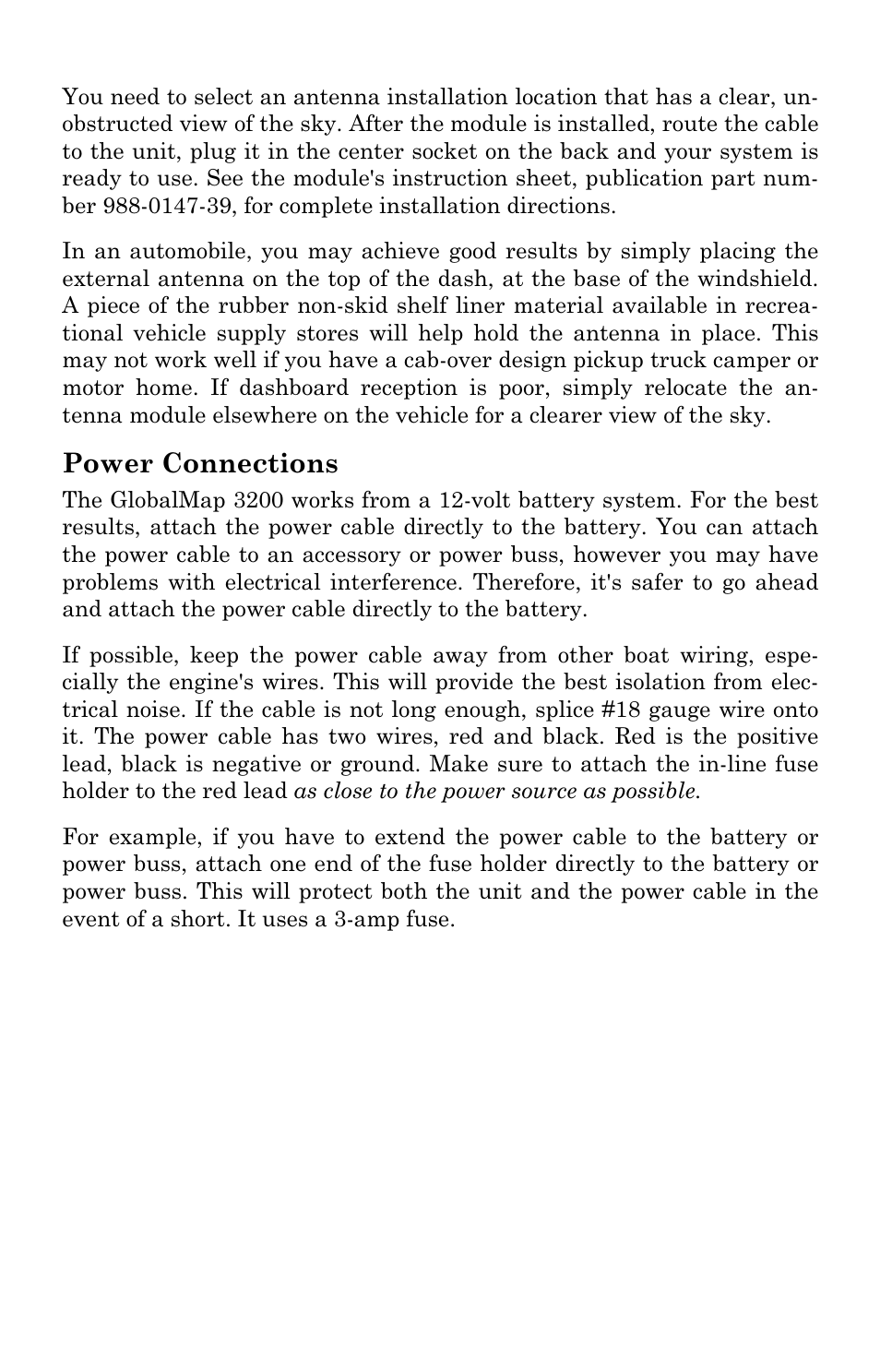 Power connections | Lowrance electronic 3200 User Manual | Page 18 / 128