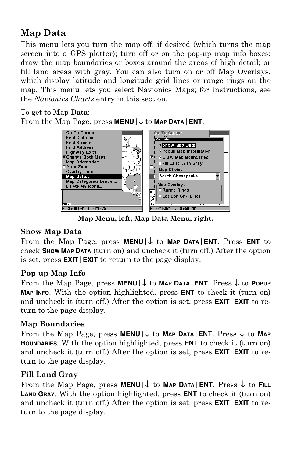 Map data | Lowrance electronic 3200 User Manual | Page 83 / 128