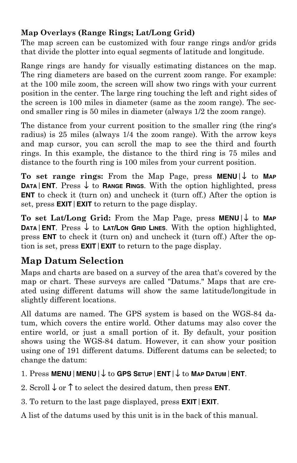 Map datum selection | Lowrance electronic 3200 User Manual | Page 84 / 128