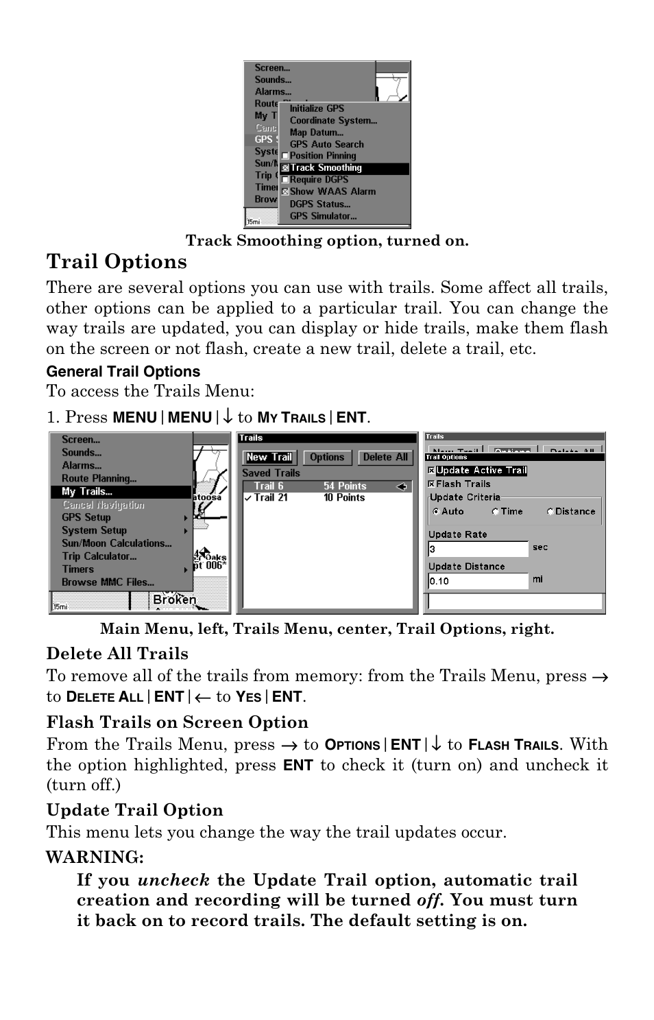 Trail options | Lowrance electronic 3200 User Manual | Page 98 / 128