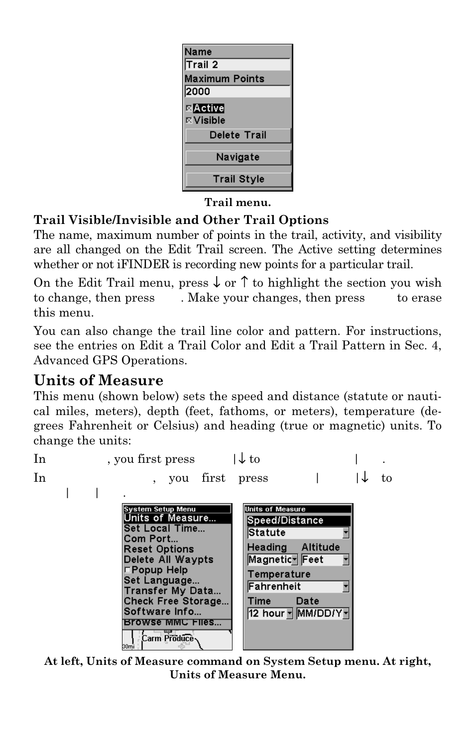 Units of measure | Lowrance electronic IFINDER PRO User Manual | Page 103 / 132