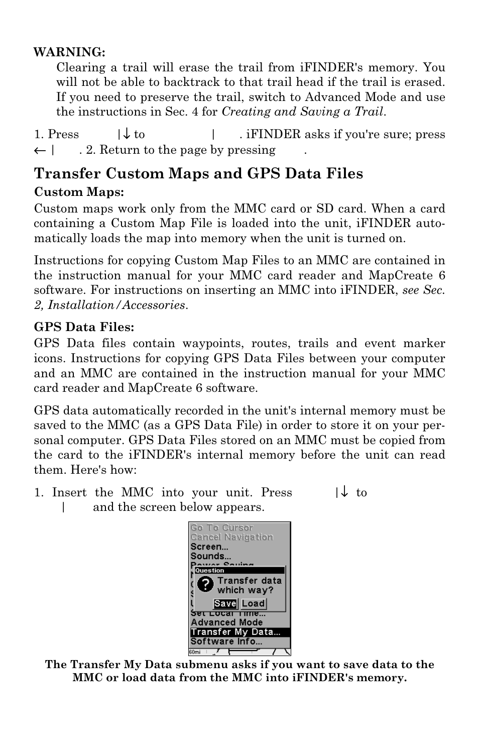 Transfer custom maps and gps data files | Lowrance electronic IFINDER PRO User Manual | Page 46 / 132