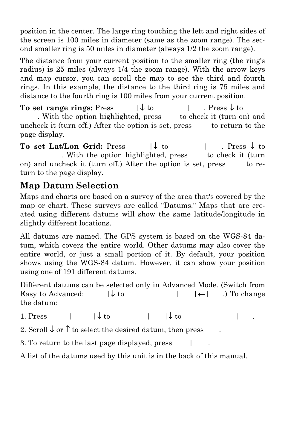 Map datum selection | Lowrance electronic IFINDER PRO User Manual | Page 83 / 132