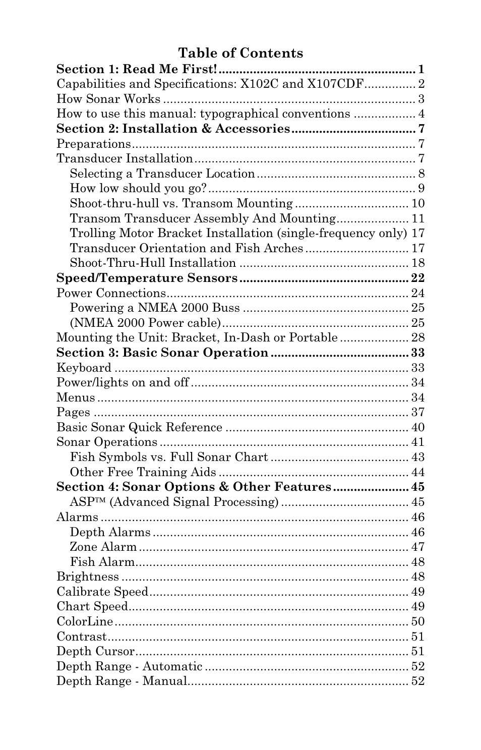 Lowrance electronic X102C User Manual | Page 3 / 92