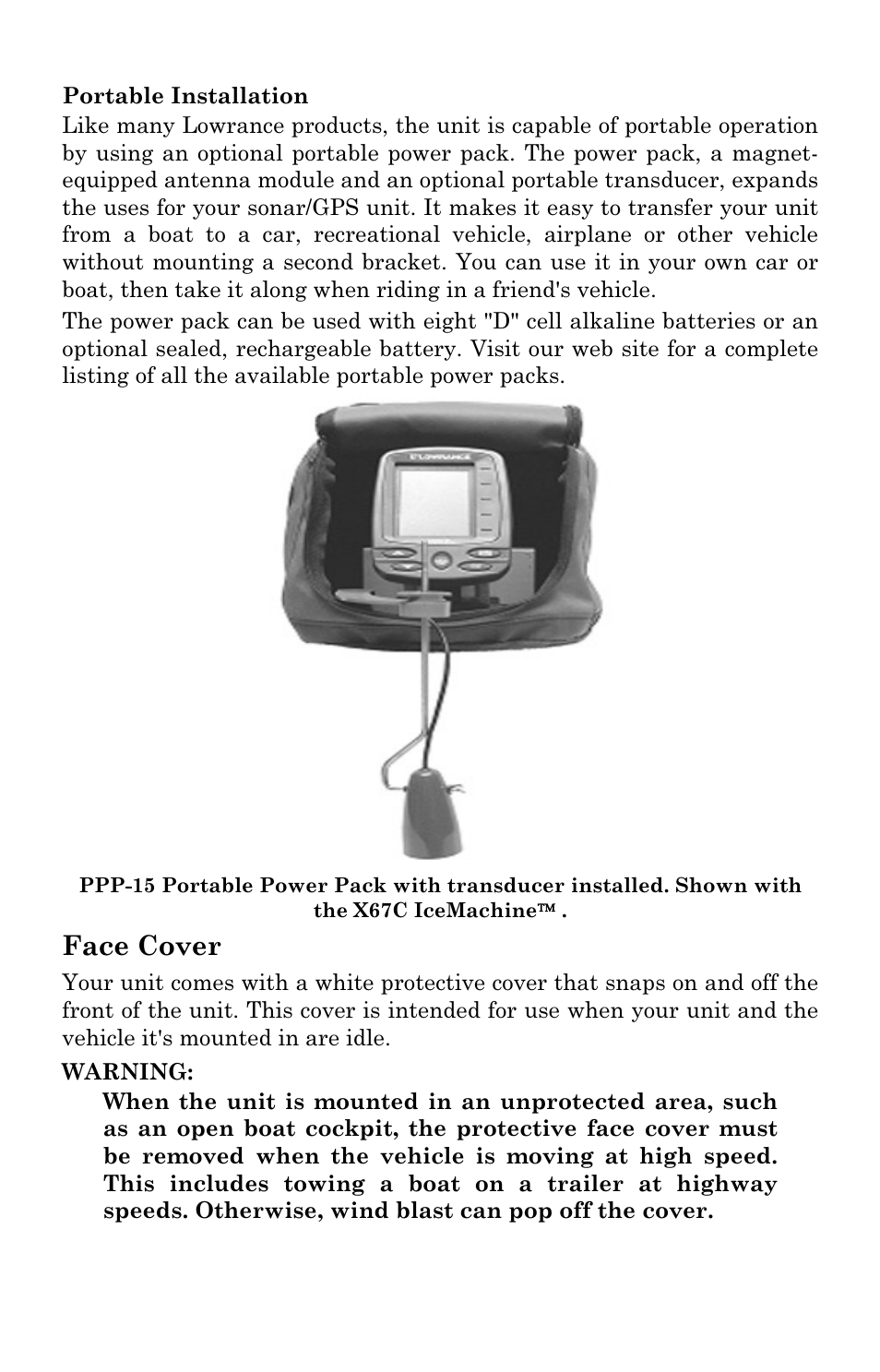 Face cover | Lowrance electronic X102C User Manual | Page 35 / 92
