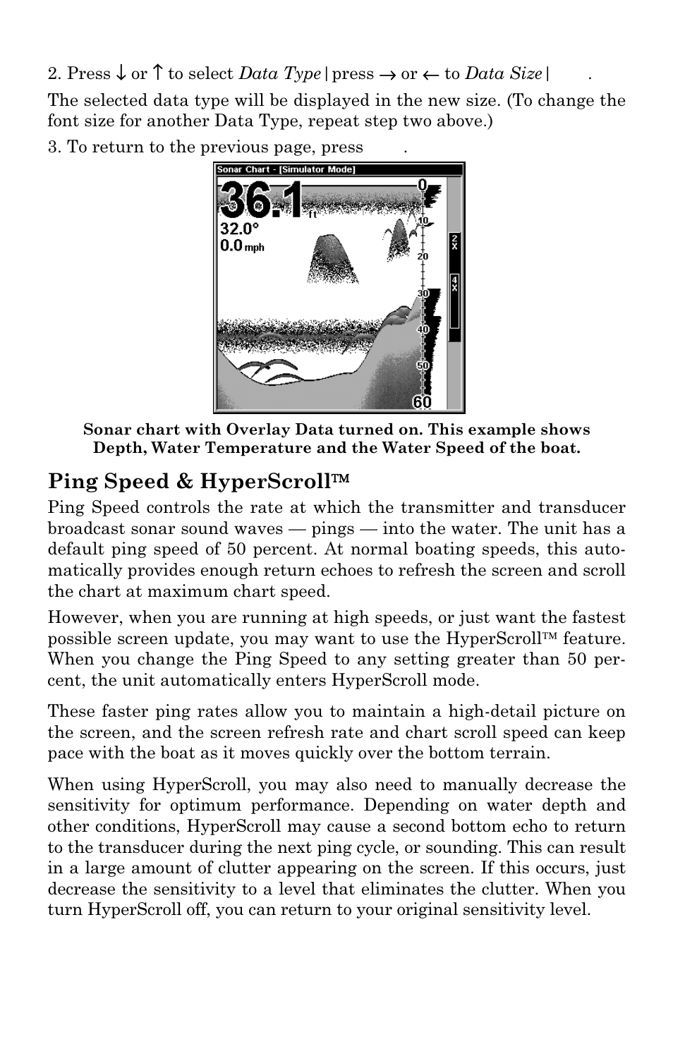 Ping speed & hyperscroll | Lowrance electronic X102C User Manual | Page 64 / 92