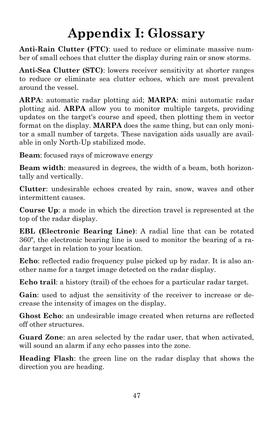 Appendix i: glossary | Lowrance electronic 988-0161-011 User Manual | Page 53 / 60