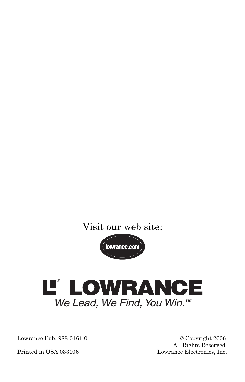 Visit our web site | Lowrance electronic 988-0161-011 User Manual | Page 60 / 60