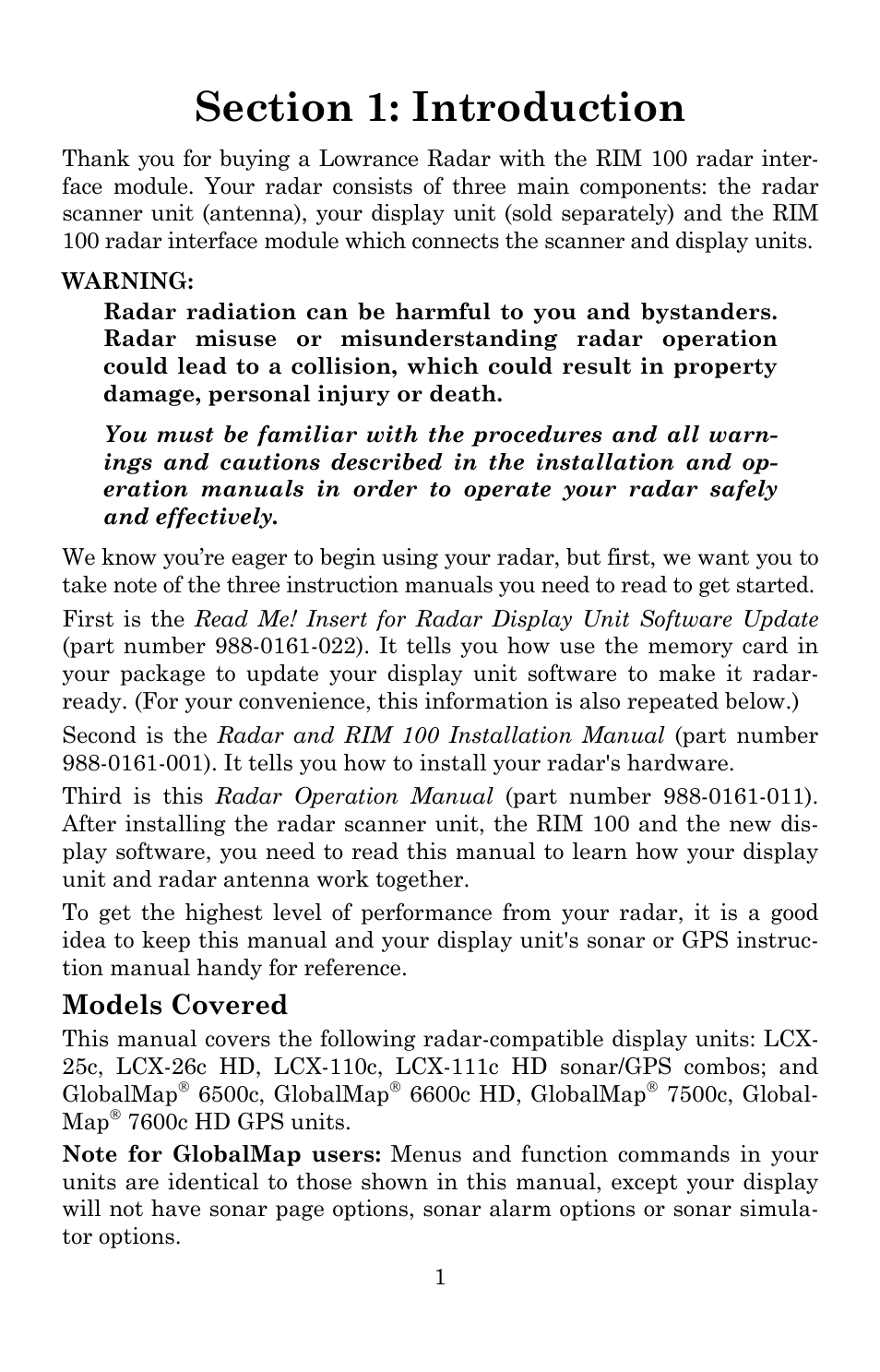 Models covered | Lowrance electronic 988-0161-011 User Manual | Page 7 / 60