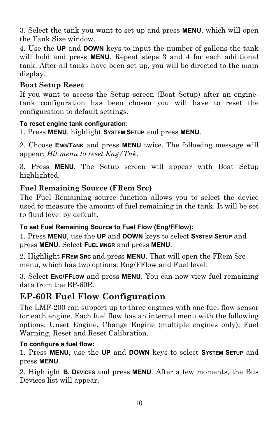 Ep-60r fuel flow configuration | Lowrance electronic EP-60R User Manual | Page 10 / 48