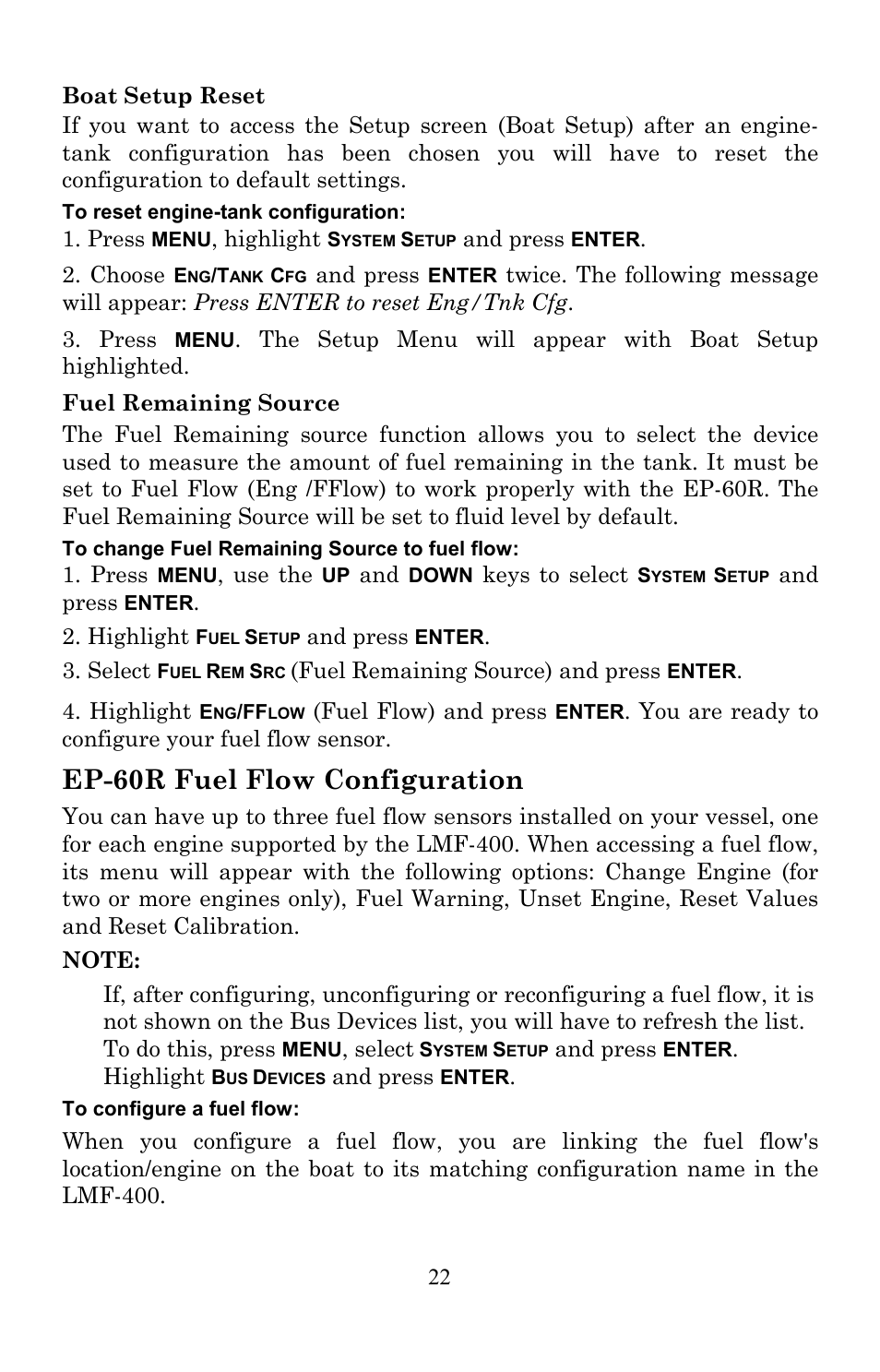 Ep-60r fuel flow configuration | Lowrance electronic EP-60R User Manual | Page 22 / 48