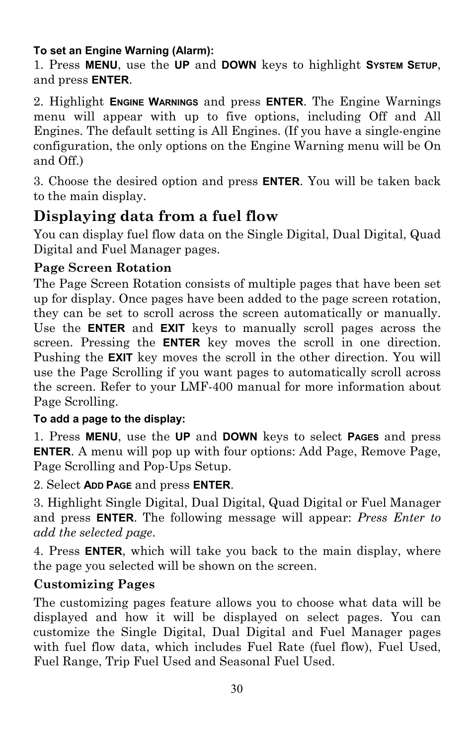 Displaying data from a fuel flow | Lowrance electronic EP-60R User Manual | Page 30 / 48