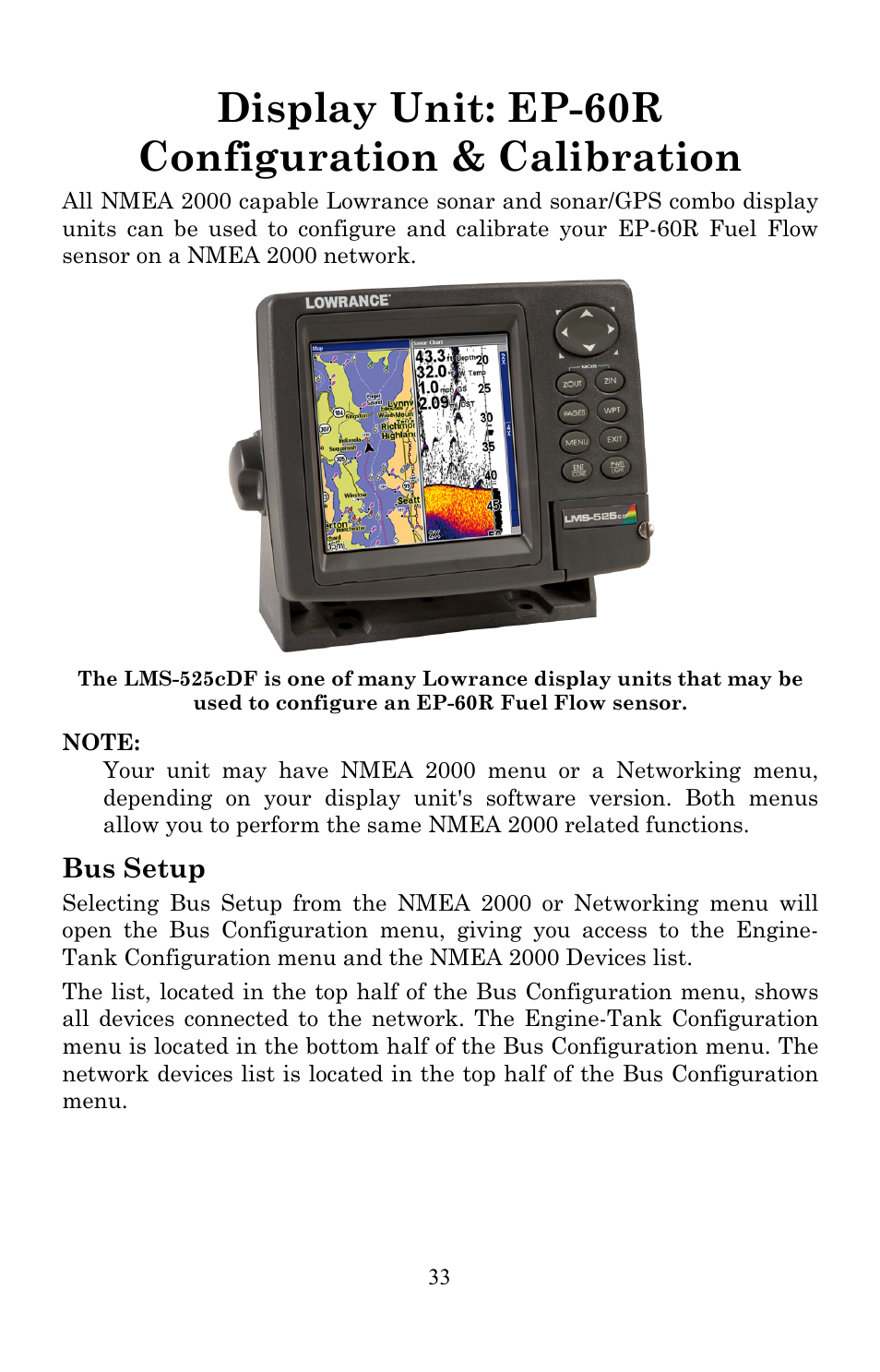 Display unit: ep-60r configuration & calibration | Lowrance electronic EP-60R User Manual | Page 33 / 48