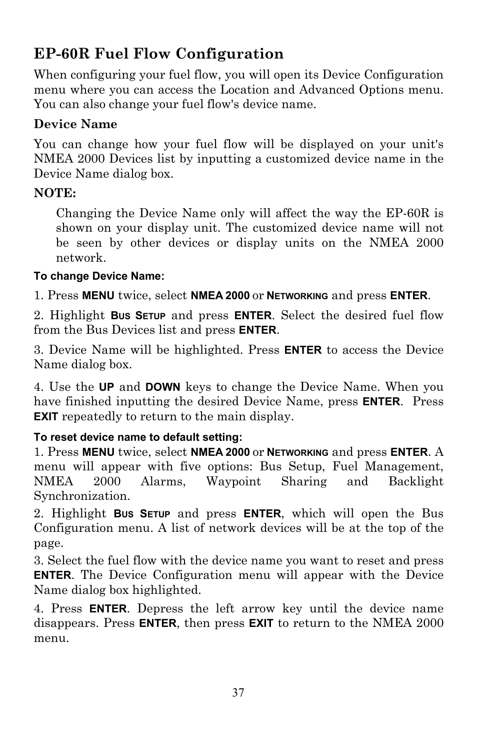 Ep-60r fuel flow configuration | Lowrance electronic EP-60R User Manual | Page 37 / 48