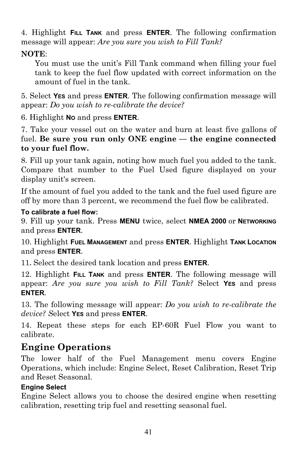 Engine operations | Lowrance electronic EP-60R User Manual | Page 41 / 48