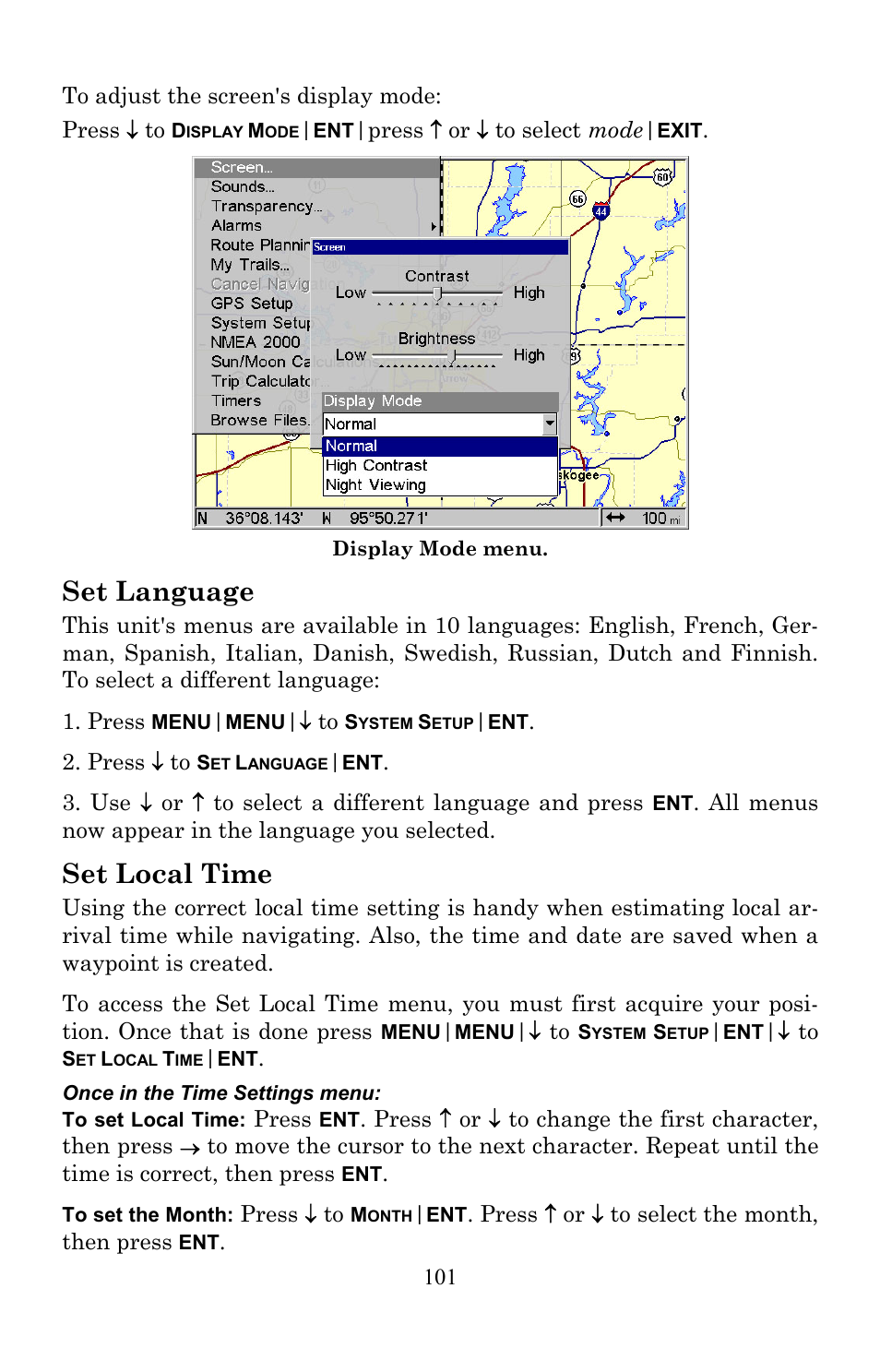 Set language, Set local time | Lowrance electronic Lowrance GlobalMap 7200C User Manual | Page 109 / 168