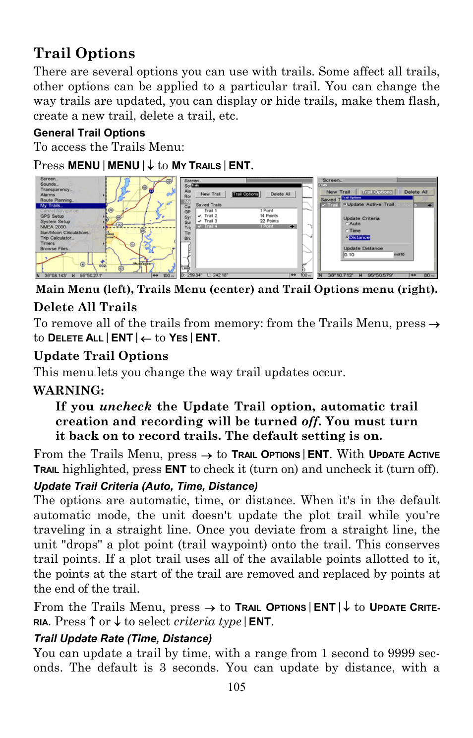 Trail options | Lowrance electronic Lowrance GlobalMap 7200C User Manual | Page 113 / 168