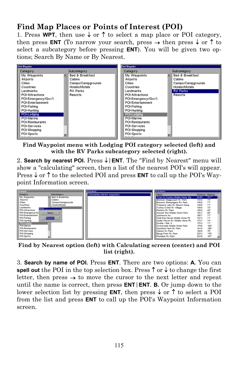 Find map places or points of interest (poi) | Lowrance electronic Lowrance GlobalMap 7200C User Manual | Page 123 / 168