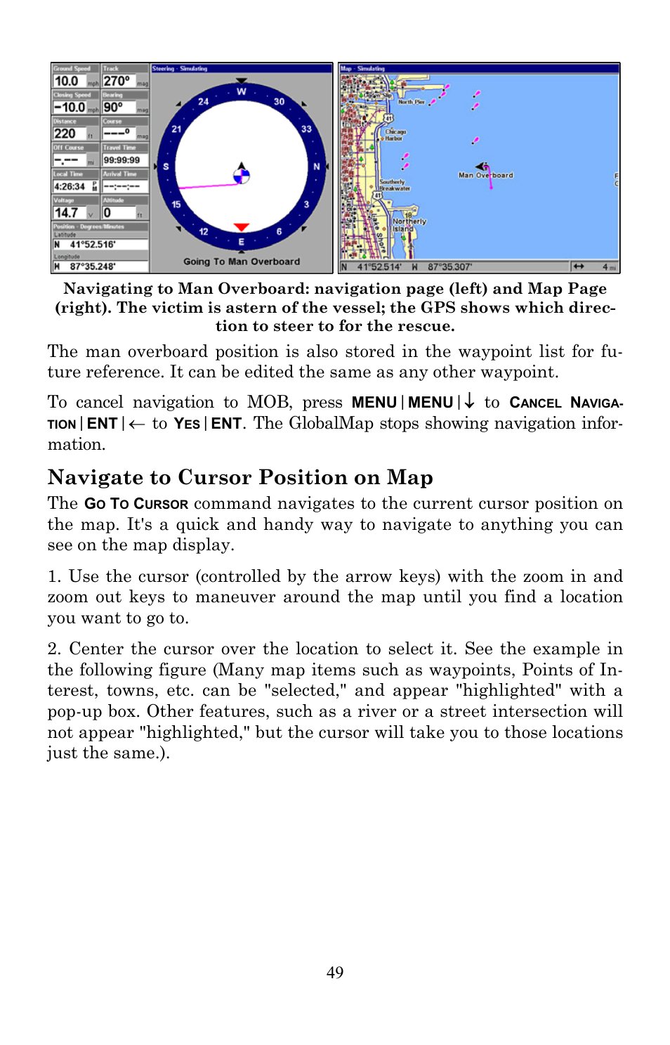 Navigate to cursor position on map | Lowrance electronic Lowrance GlobalMap 7200C User Manual | Page 57 / 168