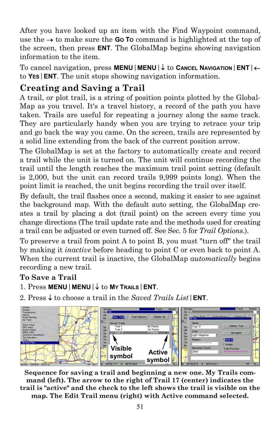 Creating and saving a trail | Lowrance electronic Lowrance GlobalMap 7200C User Manual | Page 59 / 168