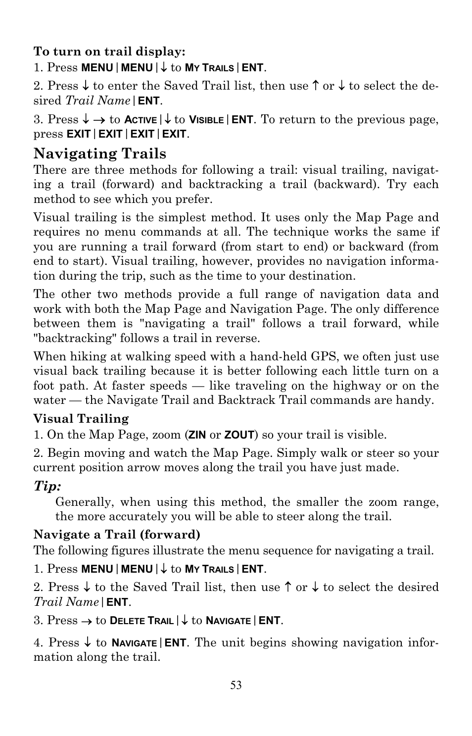 Navigating trails | Lowrance electronic Lowrance GlobalMap 7200C User Manual | Page 61 / 168