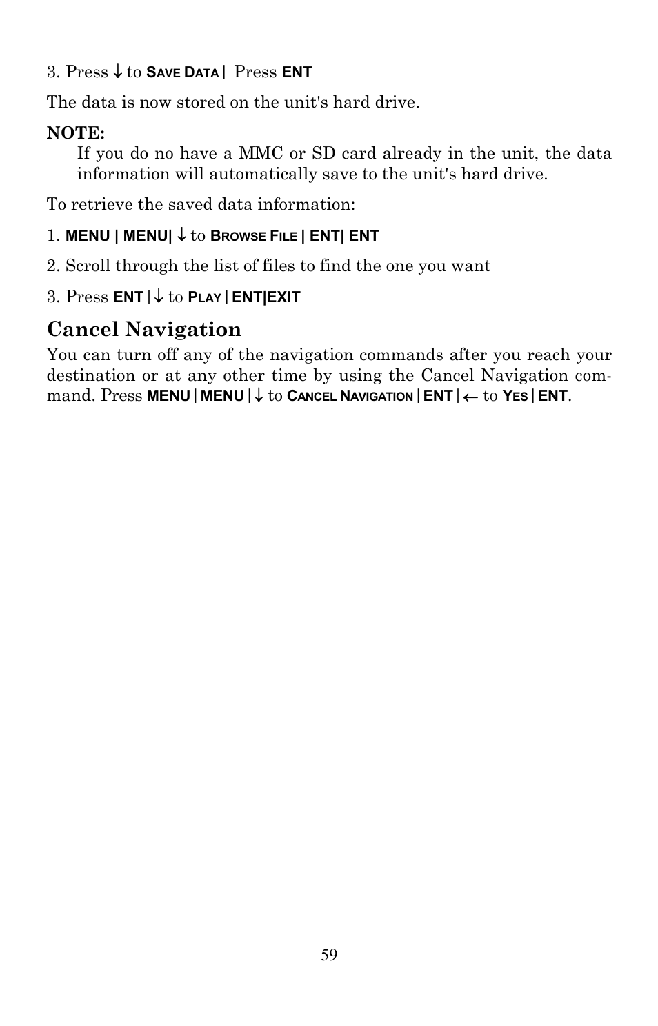 Cancel navigation | Lowrance electronic Lowrance GlobalMap 7200C User Manual | Page 67 / 168