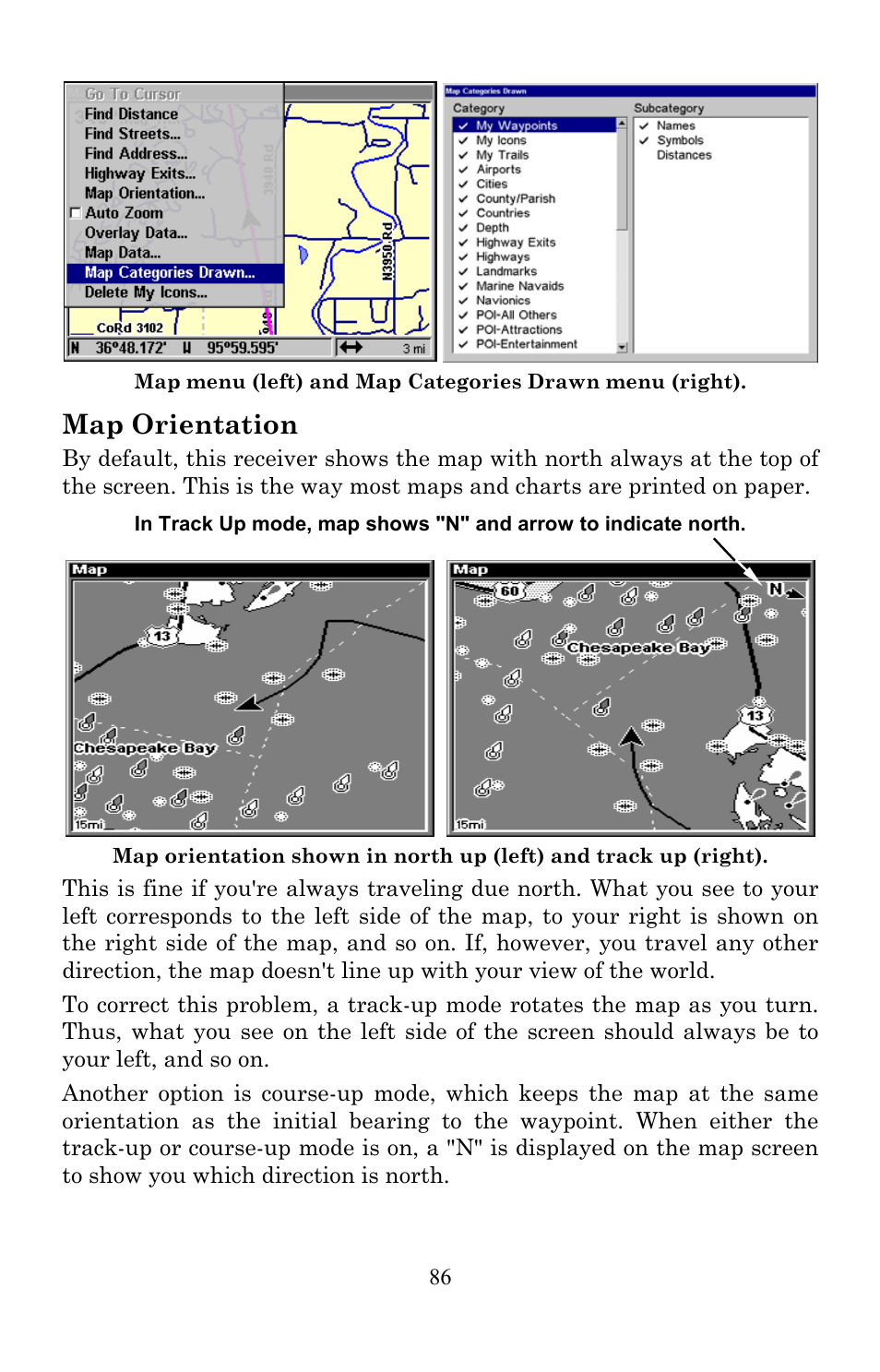 Map orientation | Lowrance electronic Lowrance GlobalMap 7200C User Manual | Page 94 / 168