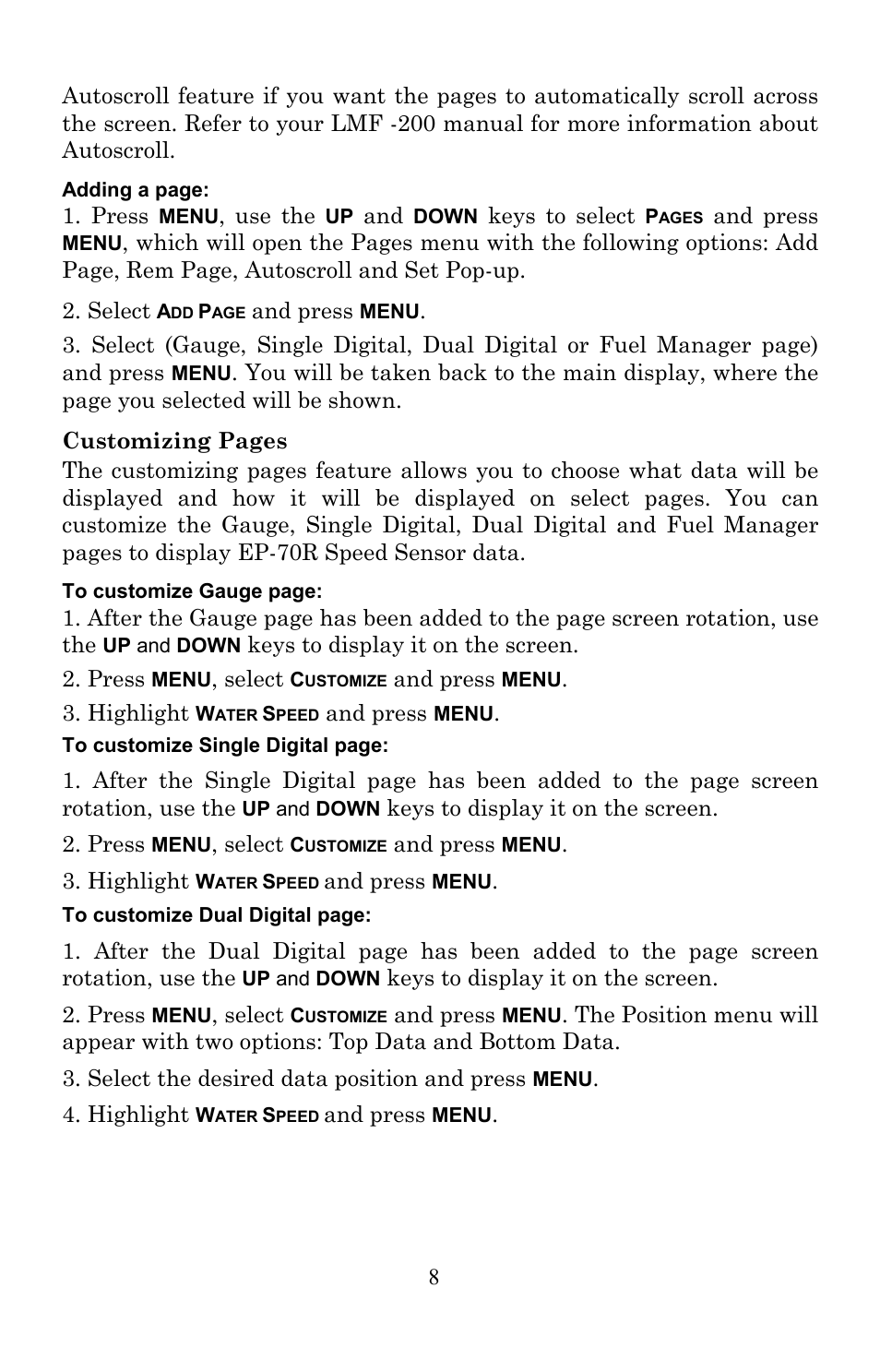 Lowrance electronic Electronic Speed Sensor EP-70R User Manual | Page 8 / 16