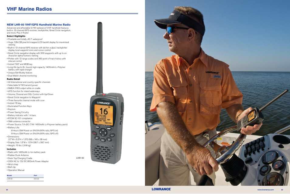 Vhf marine radios, New lhr-80 vhf/gps handheld marine radio | Lowrance electronic NMEA 2000 User Manual | Page 13 / 21