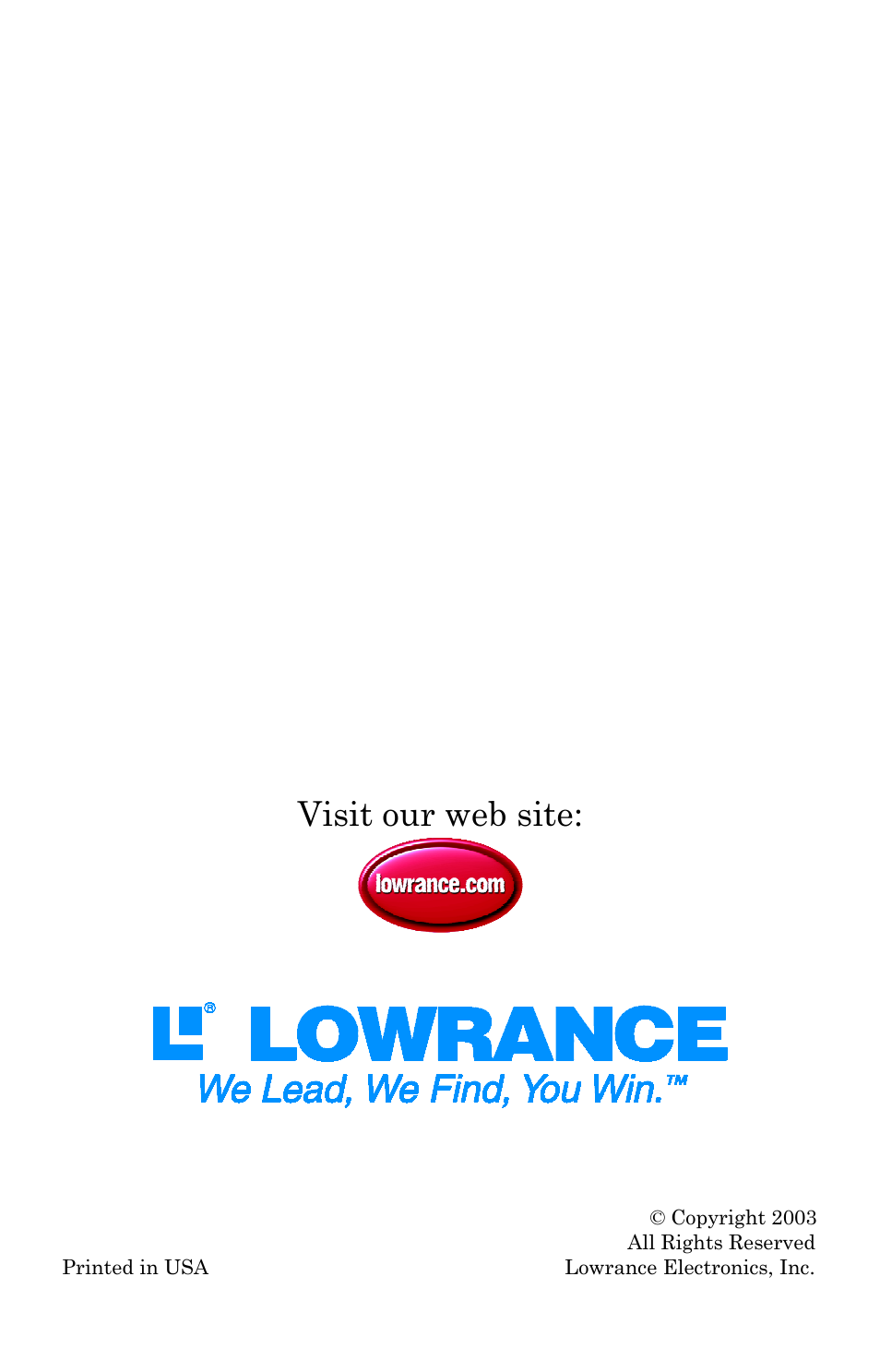 Visit our web site | Lowrance electronic 500 User Manual | Page 132 / 132