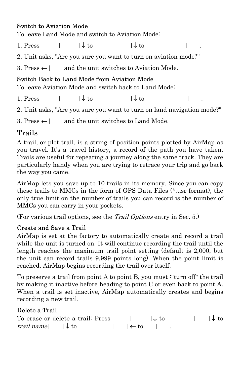 Trails | Lowrance electronic 500 User Manual | Page 68 / 132