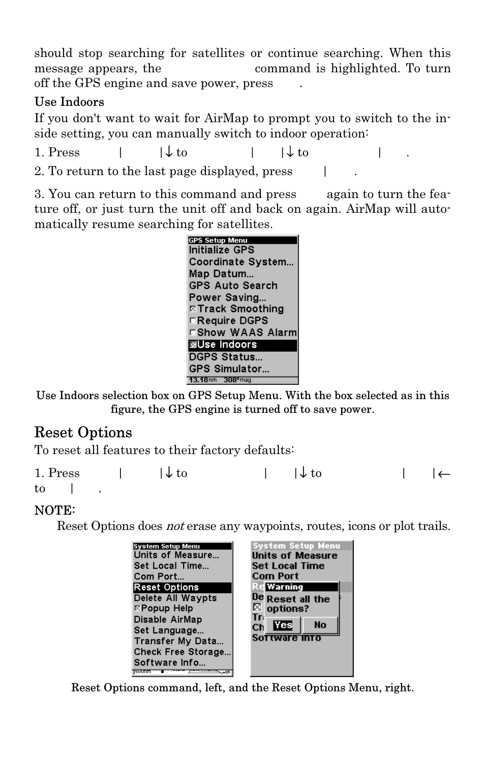 Reset options | Lowrance electronic 500 User Manual | Page 91 / 132