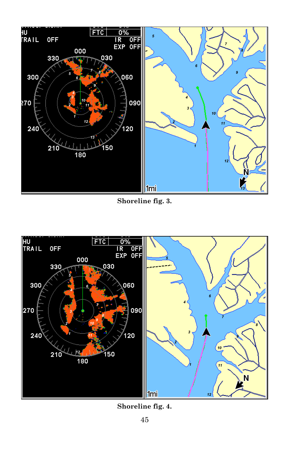 Shoreline fig. 3. shoreline fig. 4 | Lowrance electronic LRA-1000 User Manual | Page 51 / 60