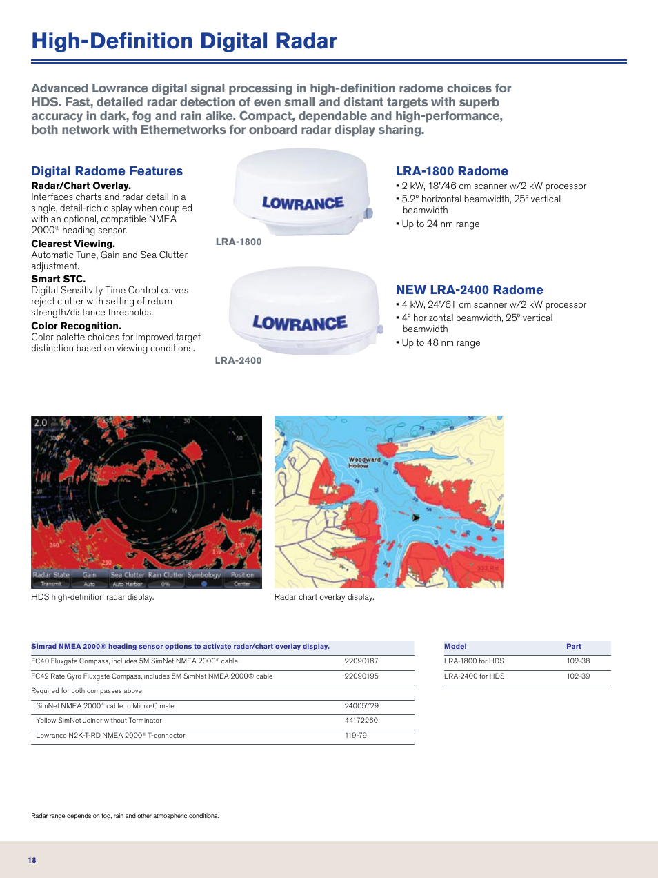 High-definition digital radar, New lra-2400 radome, Digital radome features | Lowrance electronic Nautic Insight HDS-5m User Manual | Page 18 / 48