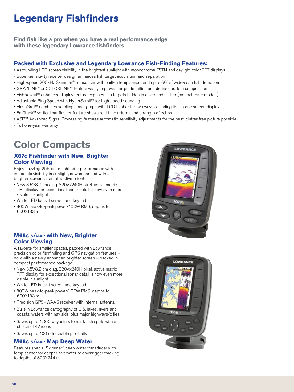 Legendary fishfinders, Color compacts | Lowrance electronic Nautic Insight HDS-5m User Manual | Page 20 / 48