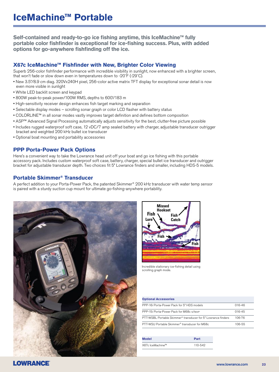 Icemachine™ portable, Ppp porta-power pack options, Portable skimmer | Transducer | Lowrance electronic Nautic Insight HDS-5m User Manual | Page 23 / 48