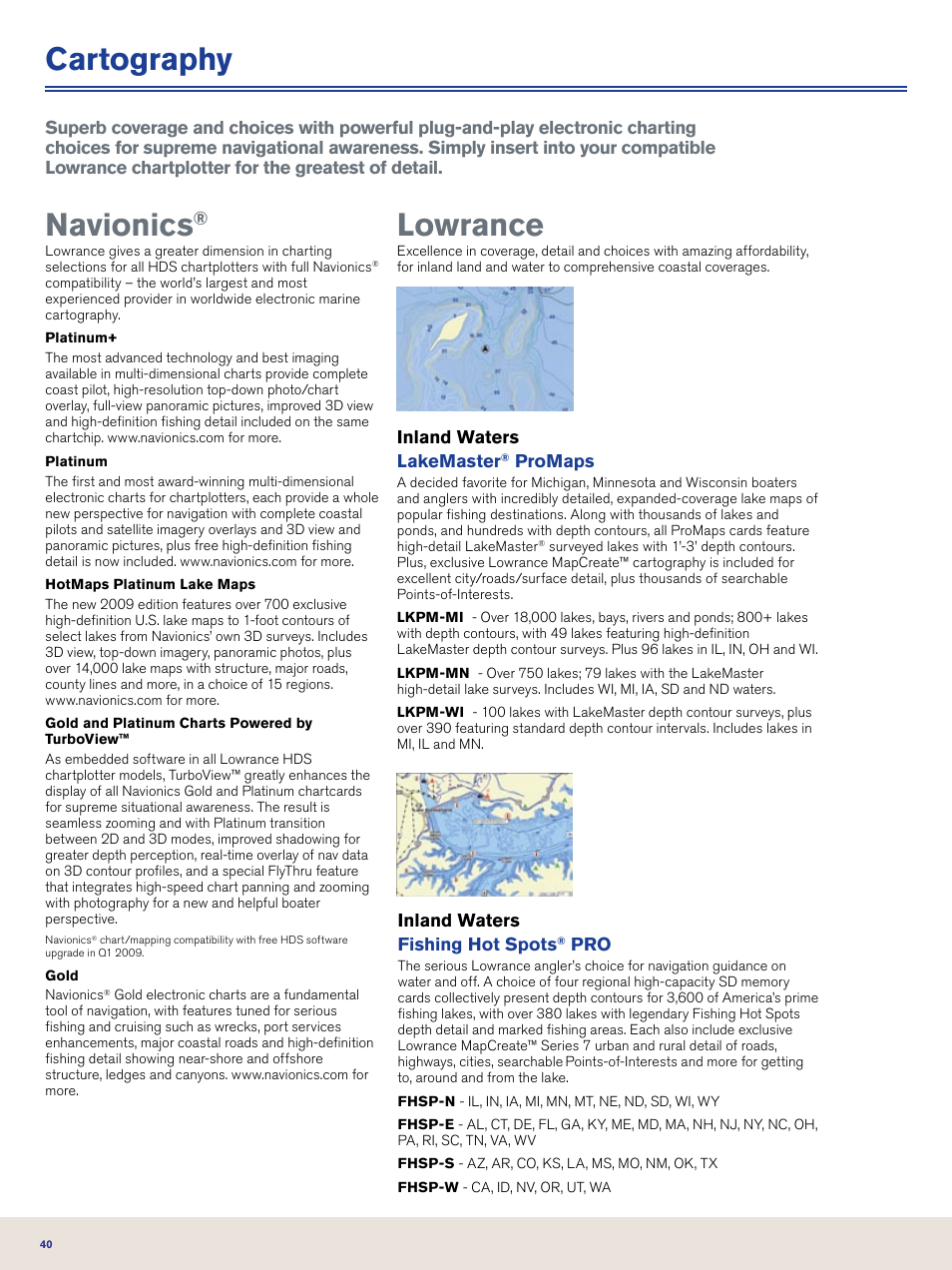 Cartography navionics, Lowrance | Lowrance electronic Nautic Insight HDS-5m User Manual | Page 40 / 48