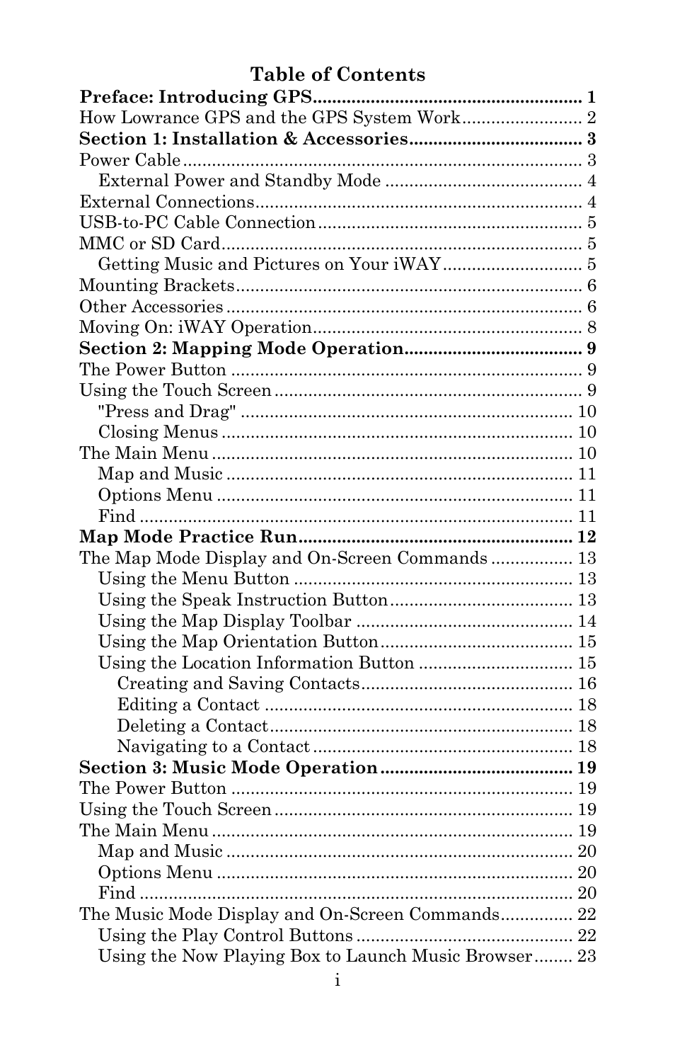 Lowrance electronic Lowrance iWAY 250C User Manual | Page 3 / 76
