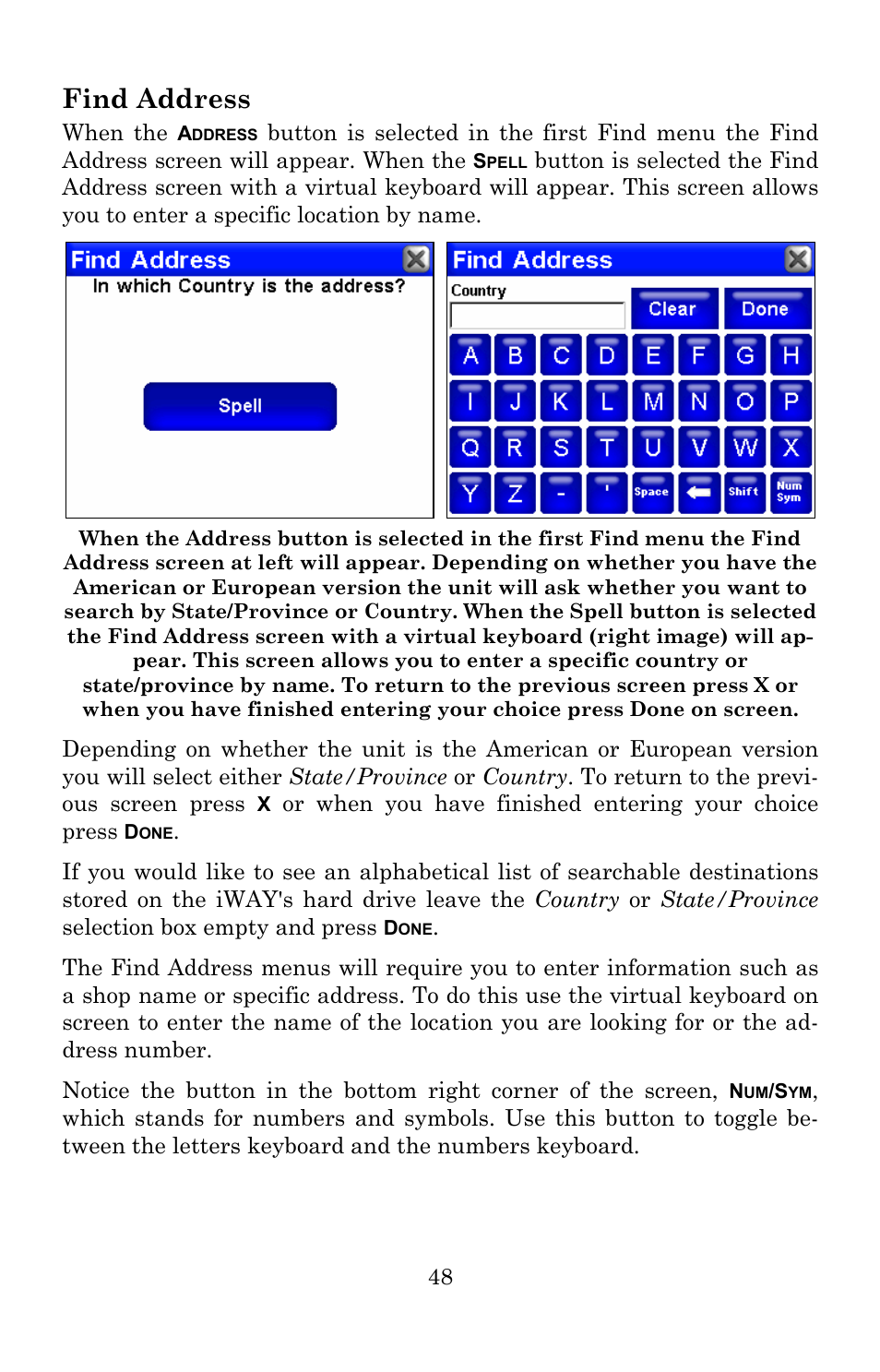 Find address | Lowrance electronic Lowrance iWAY 250C User Manual | Page 54 / 76