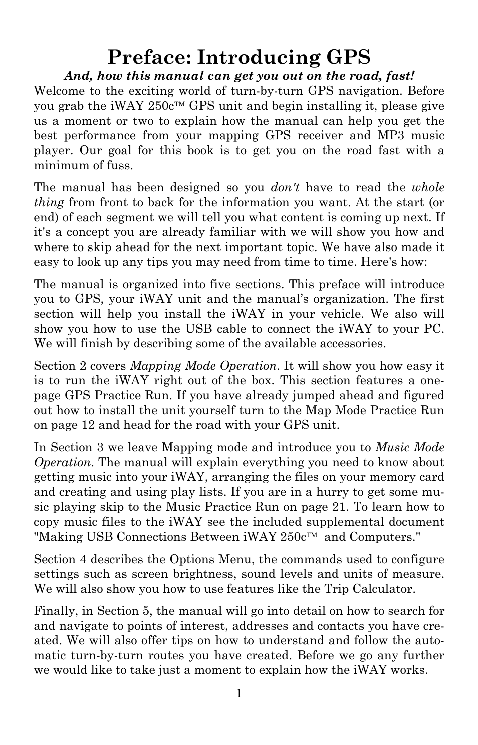 Preface: introducing gps | Lowrance electronic Lowrance iWAY 250C User Manual | Page 7 / 76