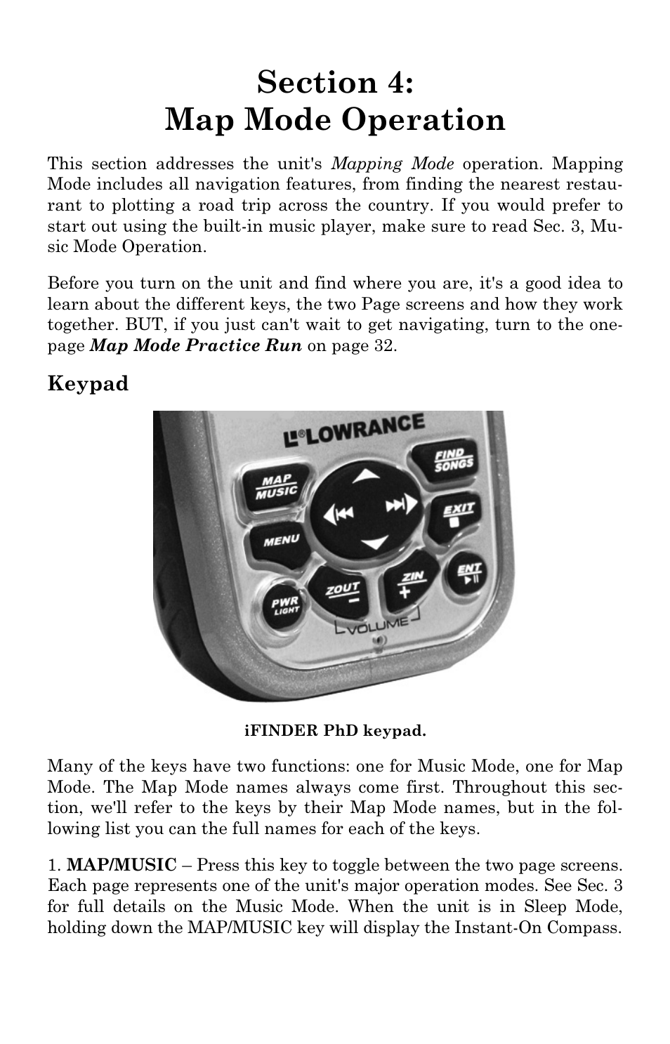 Keypad | Lowrance electronic Mapping GPS & MP3 Player User Manual | Page 31 / 124