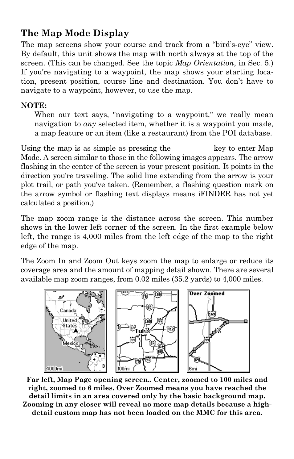 The map mode display | Lowrance electronic Mapping GPS & MP3 Player User Manual | Page 34 / 124