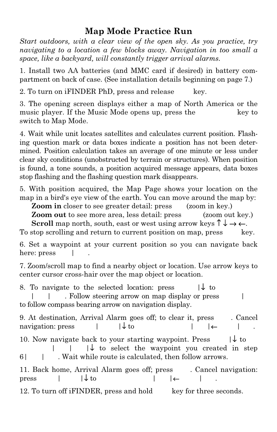 Map mode practice run | Lowrance electronic Mapping GPS & MP3 Player User Manual | Page 38 / 124