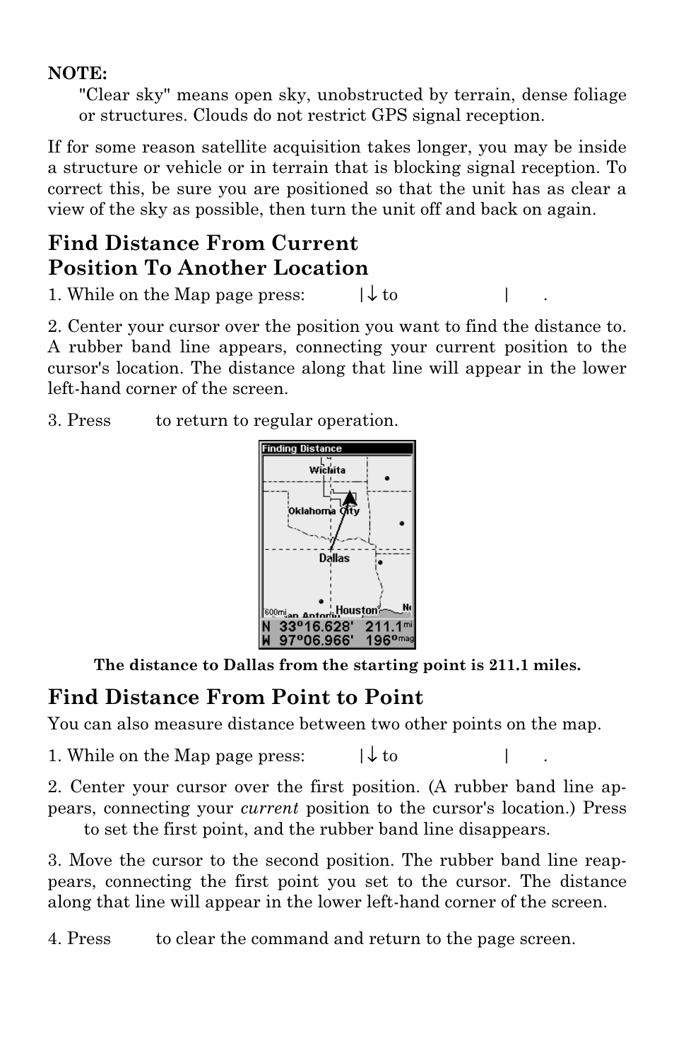 Find distance from point to point | Lowrance electronic Mapping GPS & MP3 Player User Manual | Page 44 / 124